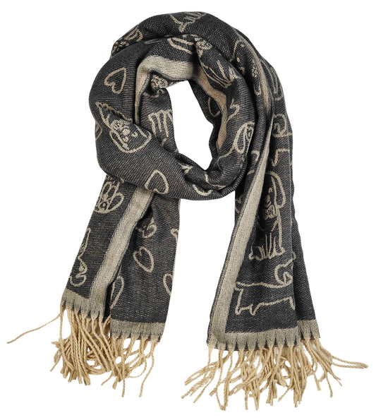 Scarf - Grey Dogs