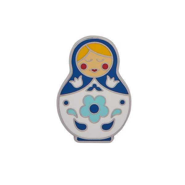 Matryoshka Memories Medium Blue Enamel Pin