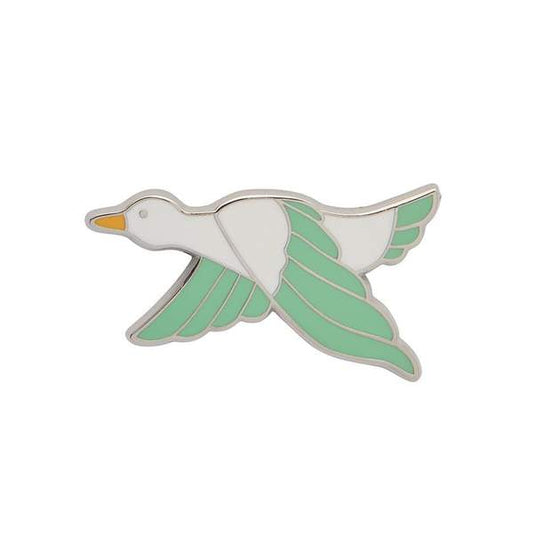 Green Dancing Duck Enamel Pin