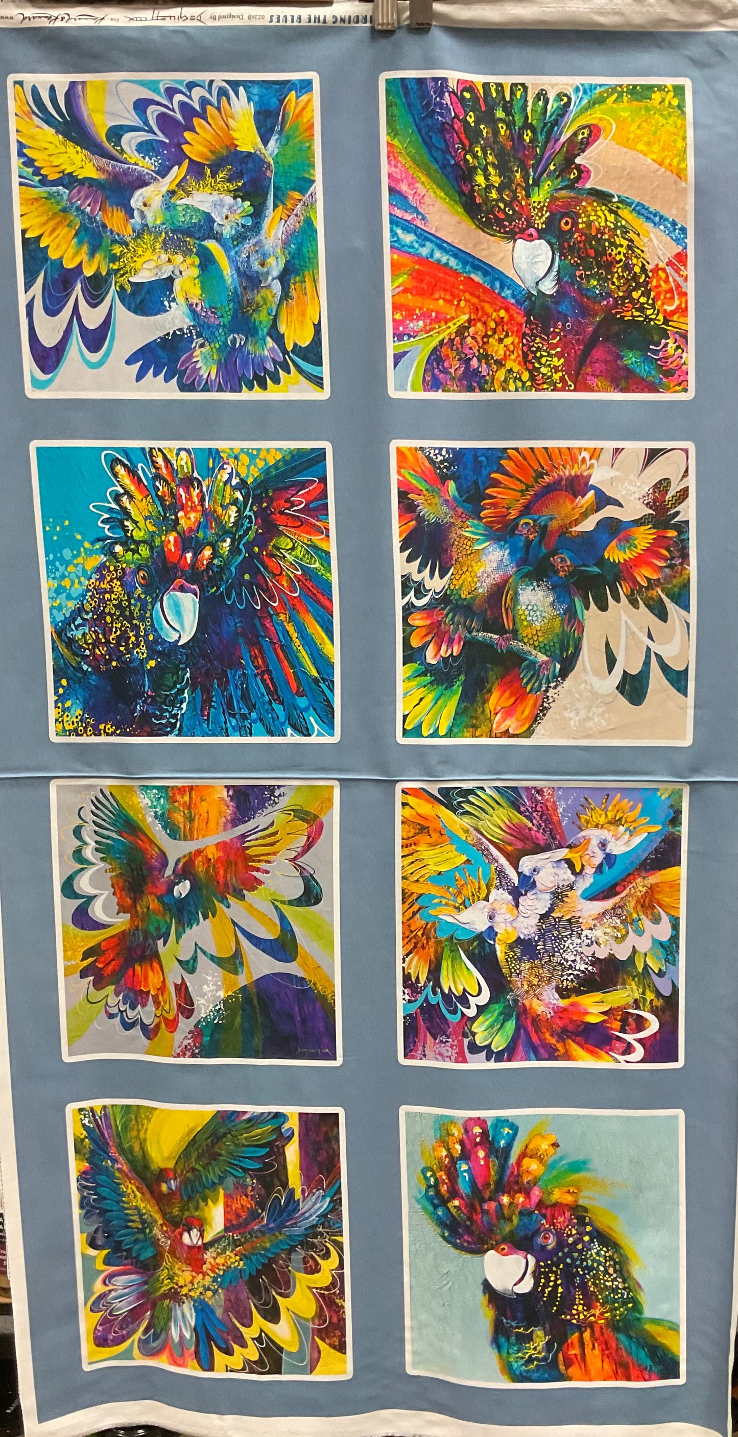 Fabric Panel - Birding The Blues De Gillett Cox