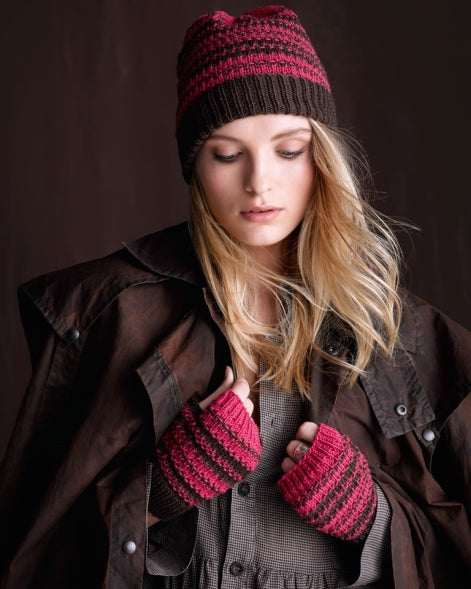 Pattern Striped Beanie & Mitts #431