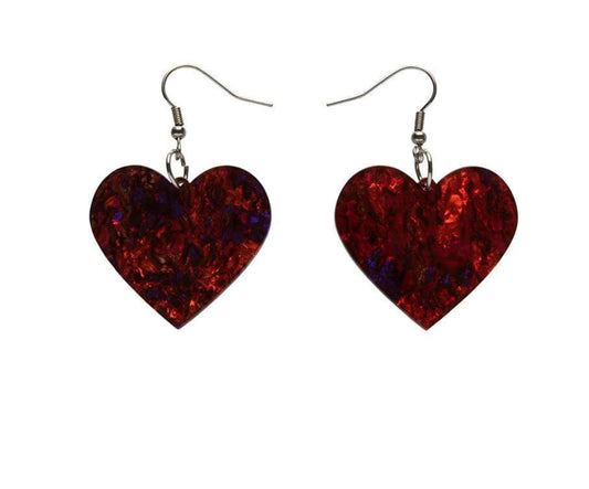 Essential Earrings Solid Heart Lava Drop Red
