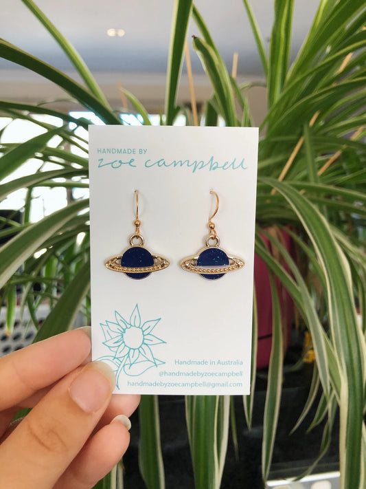 Novelty Planet Earrings Navy