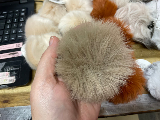 Faux Fur Pom Poms - Large Neutral