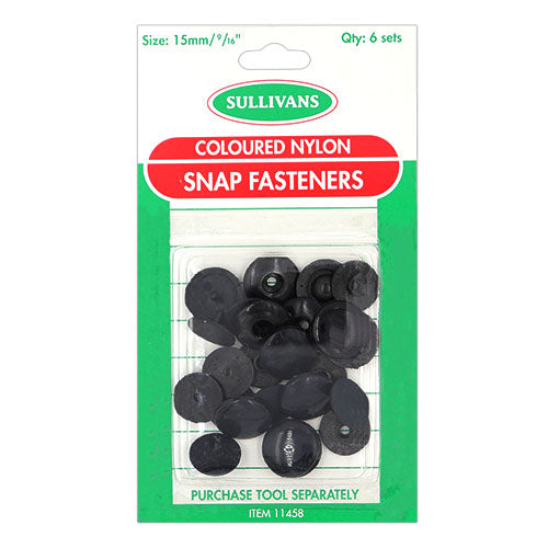 Snap Fasteners 15mm Black