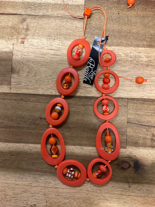 Resin Donut Adjustable Necklace - Orange