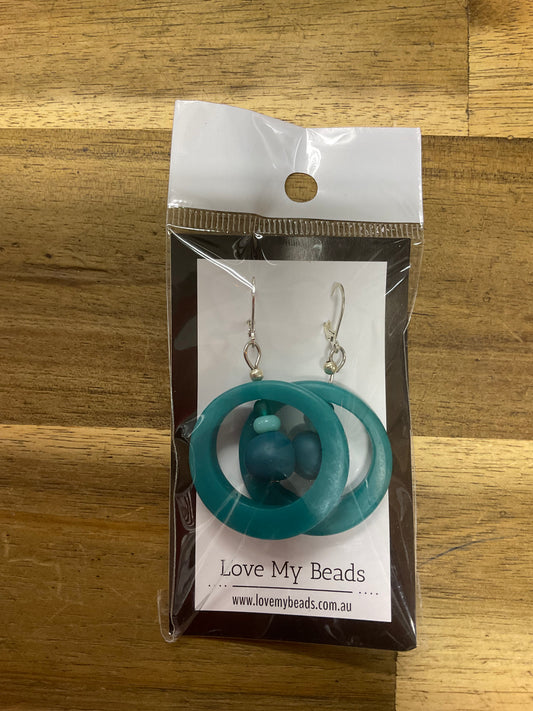 Earrings Resin Donut Teal