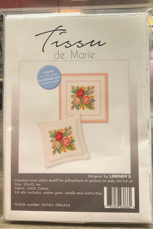 Tissu de Marie Cross Stitch Pillow Kit Flower Bouquet