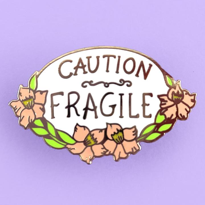 Caution Fragile Lapel Pin