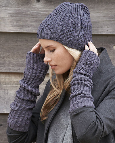 Pattern Brioche Beanie & Mitts #428