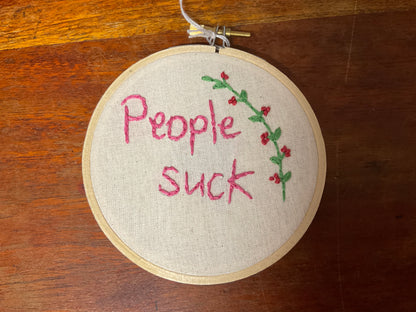 Naughty Corner Embroidery - People Suck 10cm