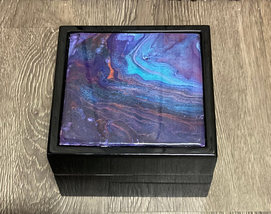 Hand poured Resin Trinket Box Planet Surface
