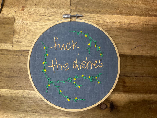 Naughty Corner Embroidery -F*ck The Dishes 15cm