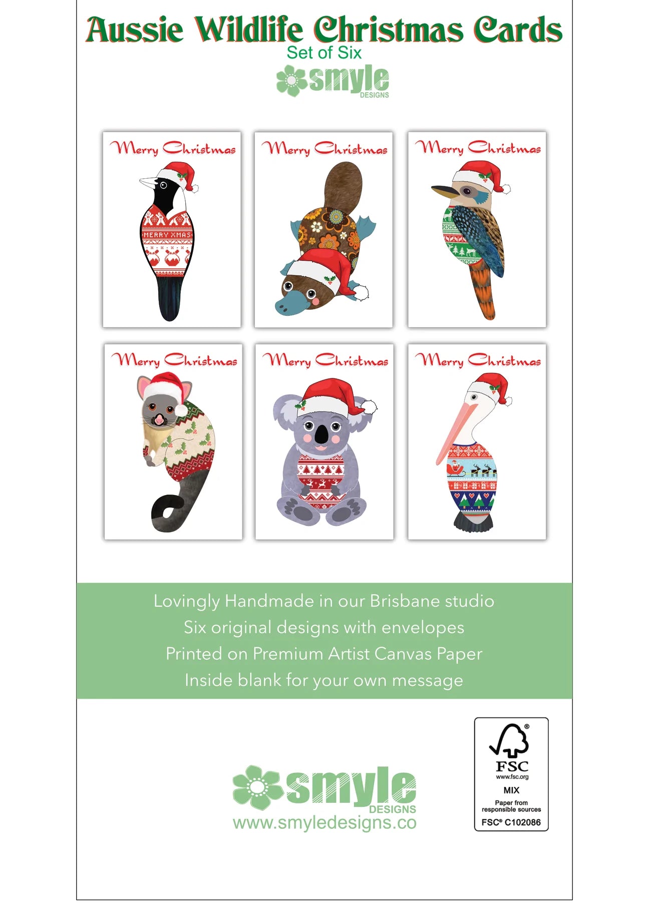 Cards Christmas Pack - Aussie Animals