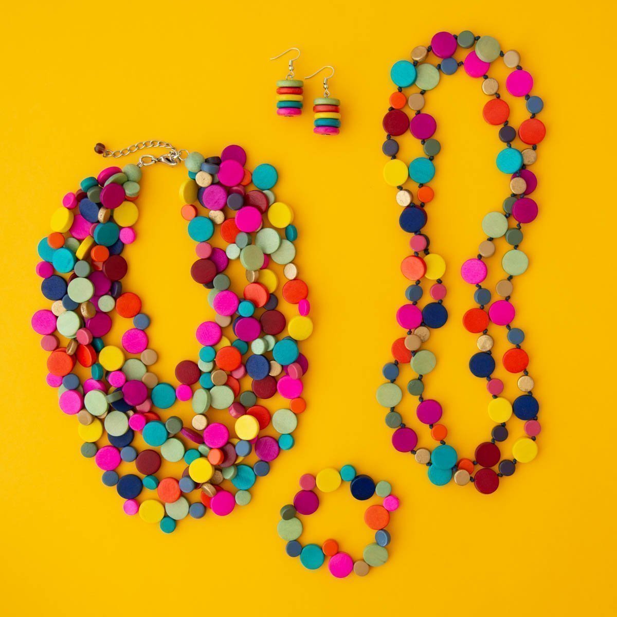 Smartie Multi Strand Wood Necklace