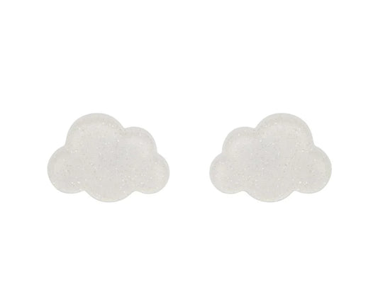 Essential Earrings Cloud Solid Glitter Resing Stud White
