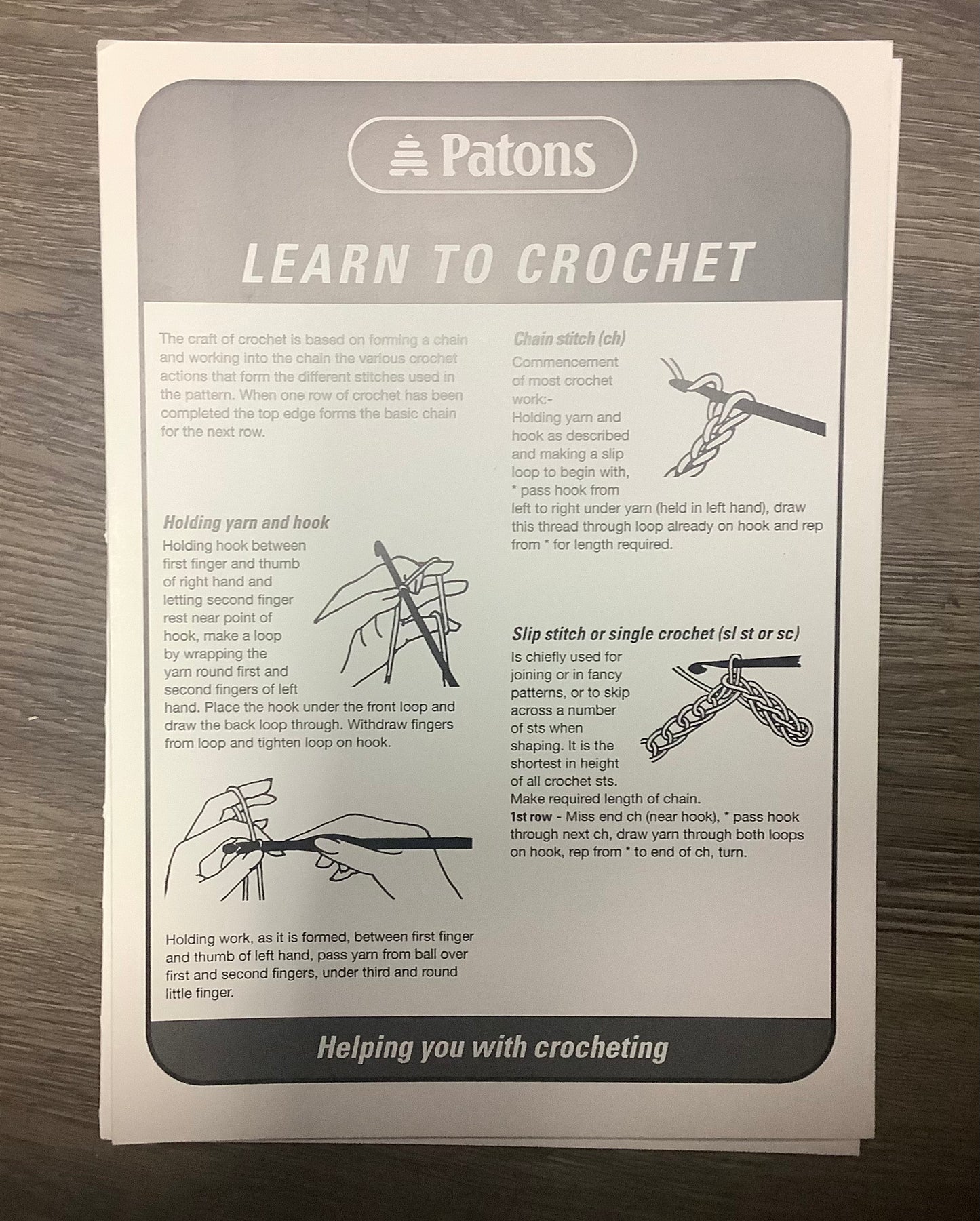 Learn to Crochet Patons Leaflet