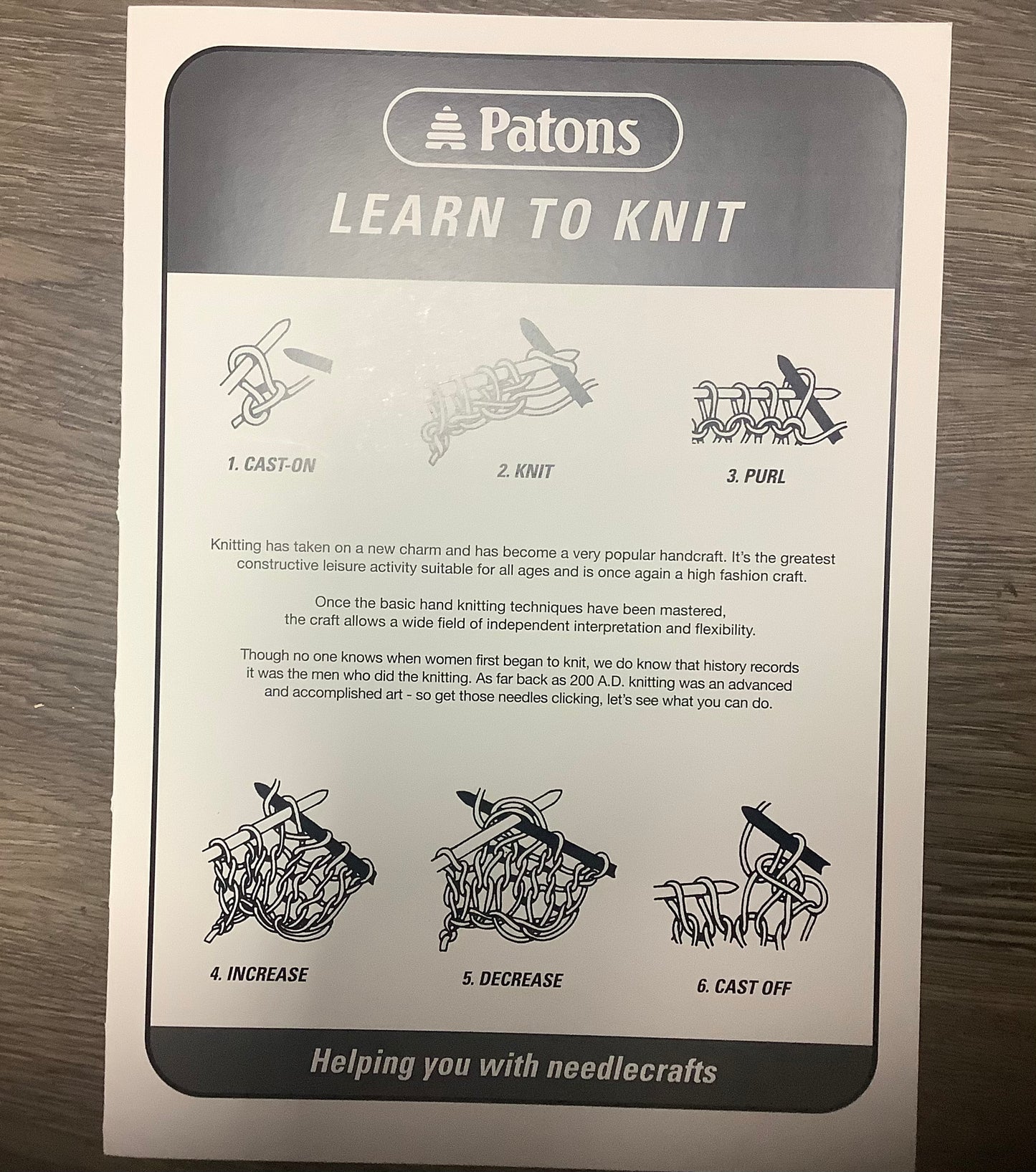 Learn to Knit Patons Leaflet