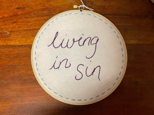 Naughty Corner Embroidery - Living in Sin 17.5cm