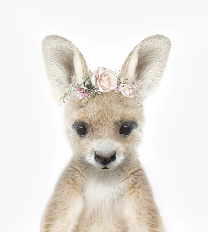 Baby Kangaroo Rose Crown Print