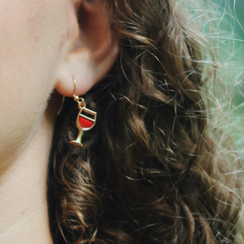 Red Wine Glass Earrings