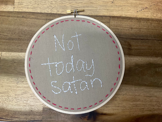 Naughty Corner Embroidery - Not Today Satan 15cm