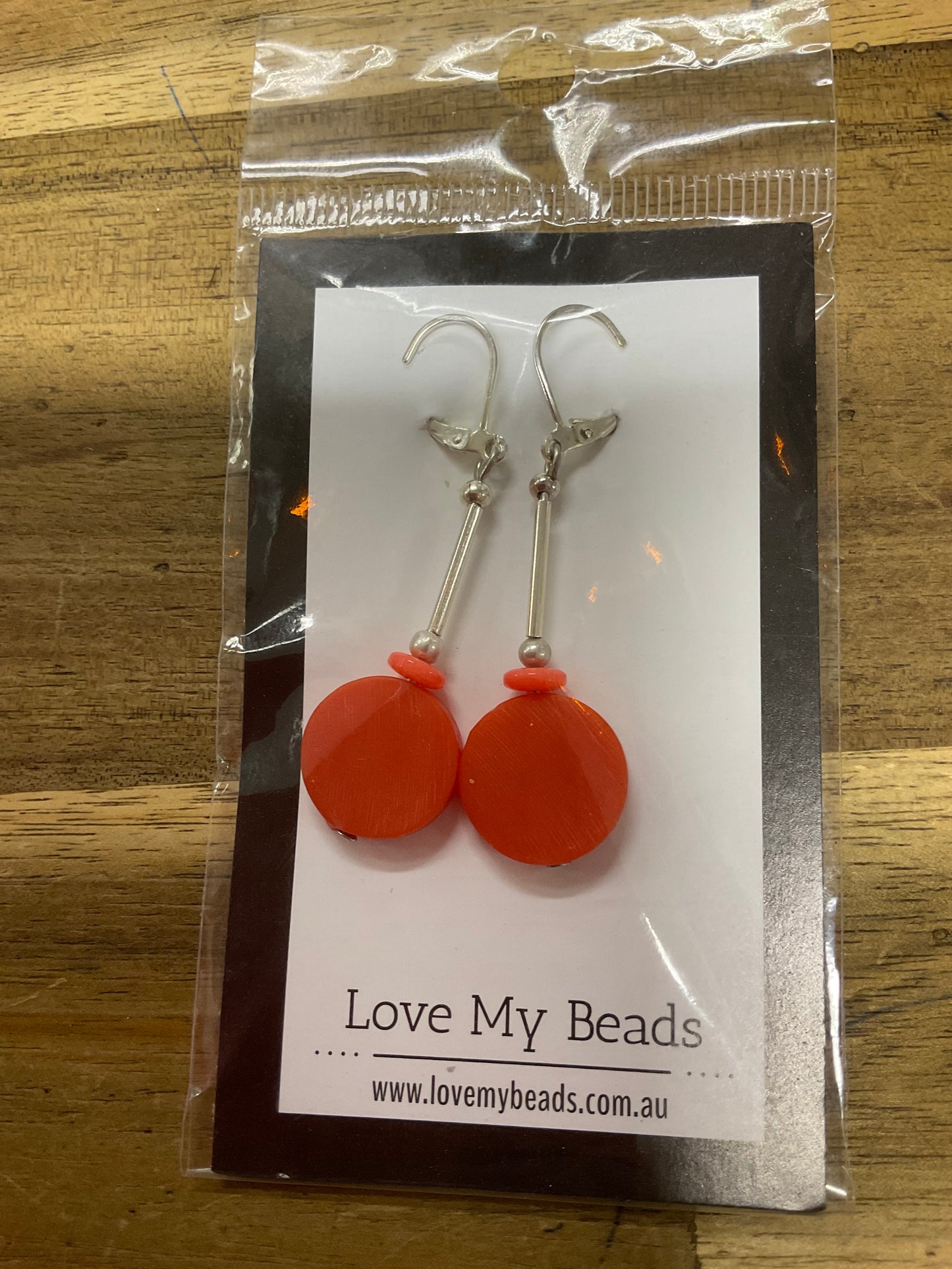 Earrings Long Drop Orange