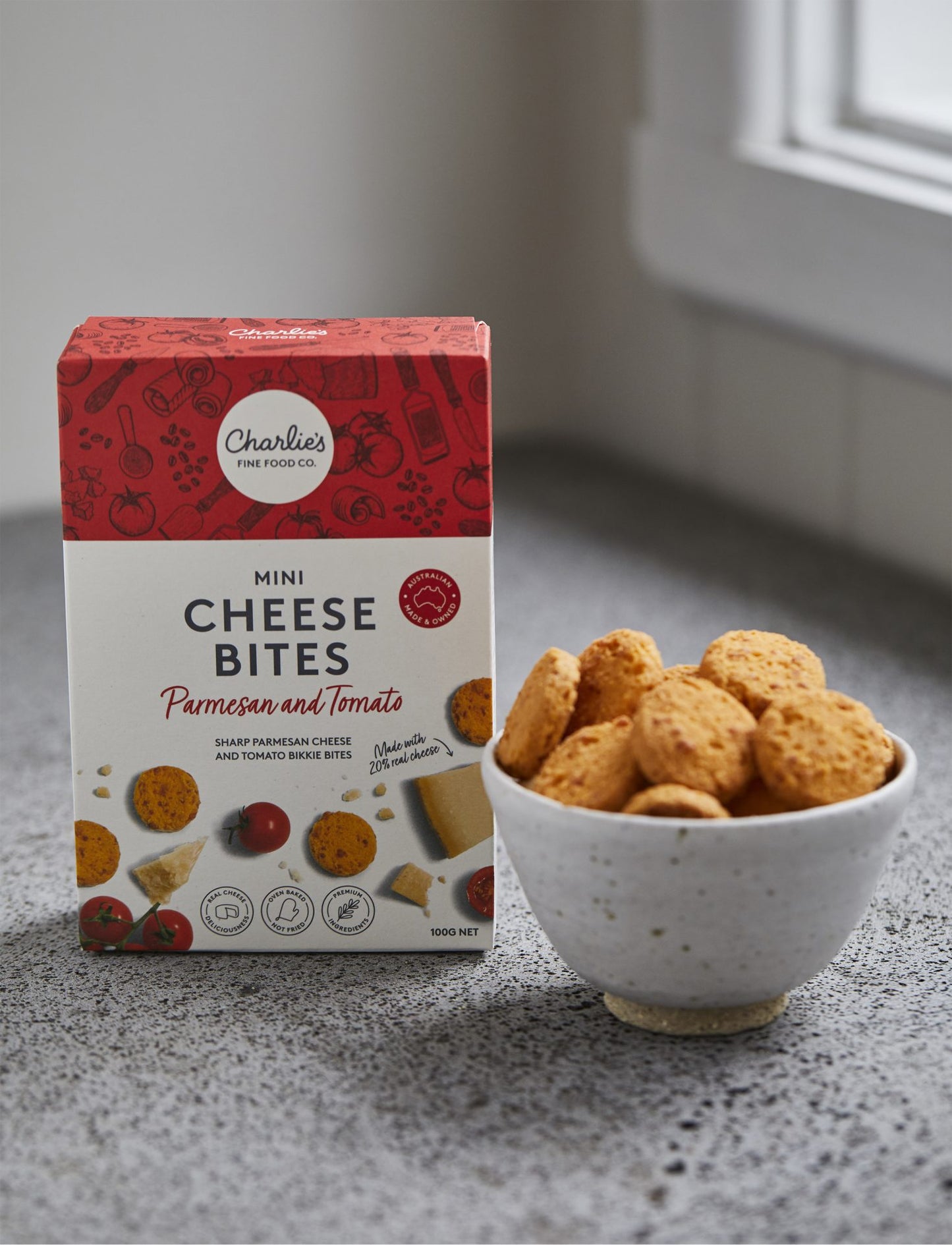 Mini Cheese Bites -Parmesan & Tomato 100g