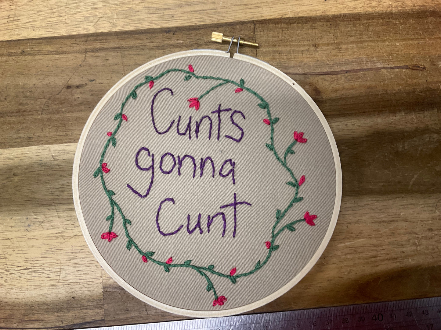 Naughty Corner Embroidery -C*nts Gonna C*nt 15cm