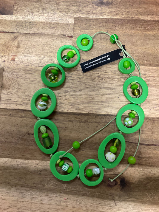Resin Donut Adjustable Necklace - Lime Green