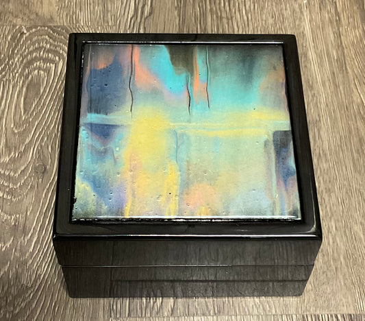 Hand poured Resin Trinket Box Lights in the Sky